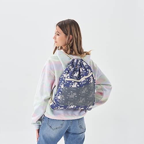 Landtrek Drawstring Backpack Gym Cinch Bag – String Backpack For Women Men, Water Resistant Sport Sack Pack With Mesh Pocket (Unicorns) #TOP4