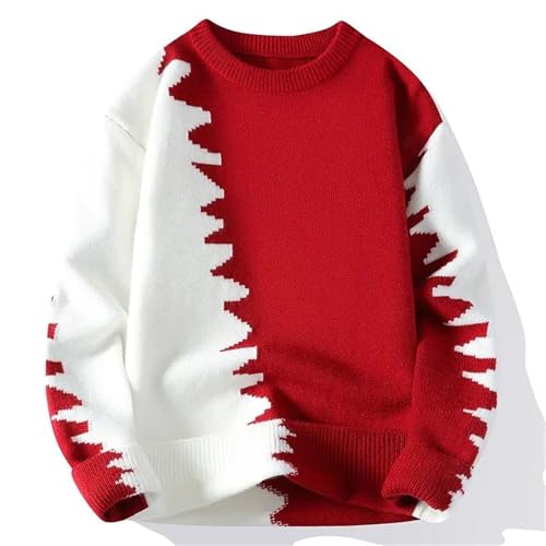 Men's Color Block Knit Sweater Pullover Loose Fit Casual Long Sleeve Jumper Streetwear4