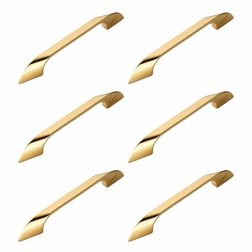 Image of LAPO 6 Inch Cabinet Handles for Drawer and Almirah, Designed for Kitchen Furniture, Easy Comfortable Grip, DIY Mounting, 3 Years Warranty (160mm, PVD Gold Finish, Pack of 6) - Twist