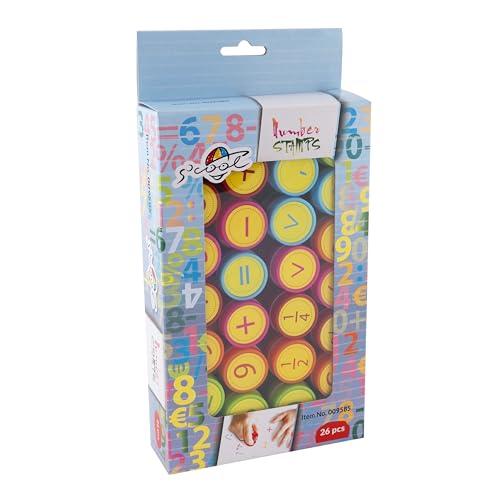 SCHOOL EDUCATION CREATIVE SO COOL S'cool Selbstfärbende Stempel Kinder Stempel Spielzeugstempel Stempelset Lernhilfestempel Mit Zahlen Verpackung 26 Stück