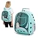 PETCUTE Katzenrucksack für Katzen und Kleine Hunde,Atmungsaktive Hunderucksack mit Abnehmbarer Matte,Katzen Rucksack bis 6kg,Faltbare Haustier Rucksack mit Transparentes Fenster,für Reisen Cyan