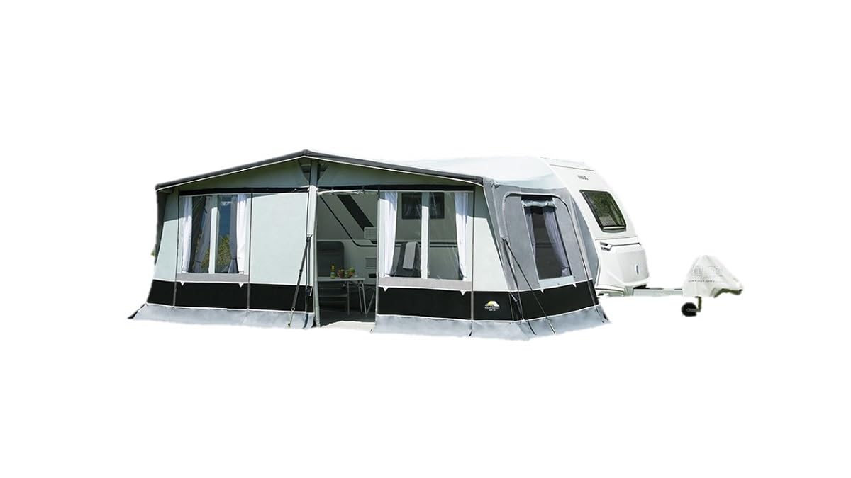 DWT aufblasbares Vorzelt für Wohnwagen - Travel Comfort Air - herausnehmbare Vorder- und Seitenwände - Ganzzelt 240 cm Tiefe - Air-In-System