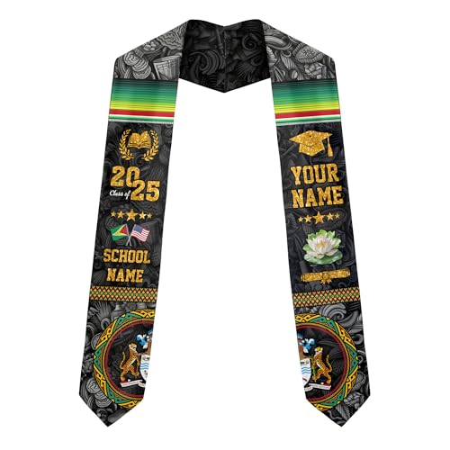 MonkeyVan Custom Guyana Graduation Sash Custom Flag Graduation Stole Guyana Flag Graduation Sash Guyana Stole Graduation 2025 Gya18