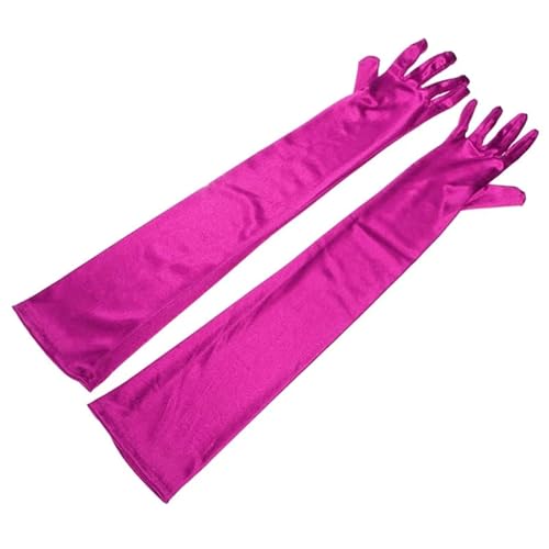 Guantes largos de satén color rosa para complementar disfraces de ópera y teatro