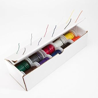 18 AWG Gauge Stranded Hook Up Wire Kit, 25 ft Length Each, 10 Colors, 0.0403" Diameter, UL1007, 300 Volts