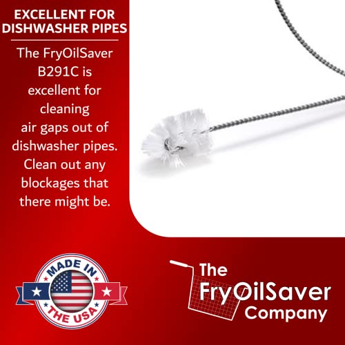 Fryoilsaver Co | B291C Flexible Dishwasher Cleaning Brush | Cpap Hose Cleaner | 1" By 1.75" Bristle Head | Vinyl Pipe Cleaner Tool, Extra Long 48" Aquarium Cleaning Brush #TOP2