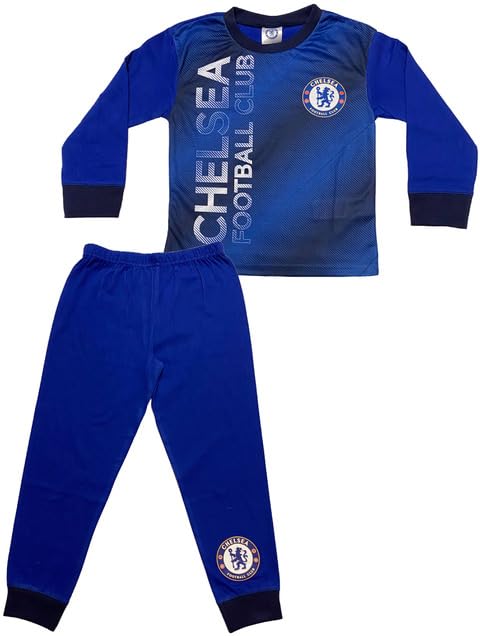 Chelsea FC Boys Football Pyjama Set, Royal Blue Long Sleeve Top and Bottoms, Ages 4-12 Years (UK, Age, 11 Years, 12 Years)