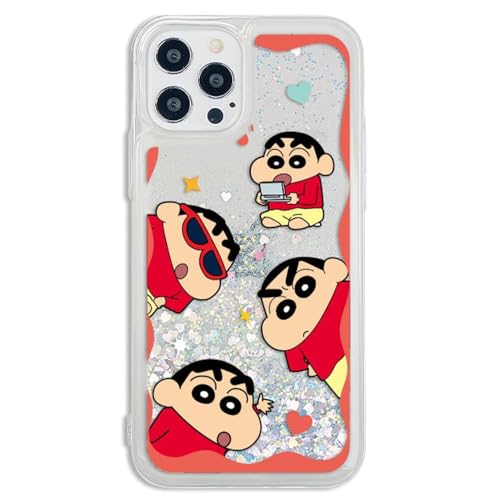 iPhone16 Pro 用 ケース クレヨンしんちゃん サングラス TPU 透明 薄型 グリッター ケース 【日本国内発送】 Crayon Shinchan Malang Glitter S1 Case スマホケース スマホカバー アイフォン 16 プロ