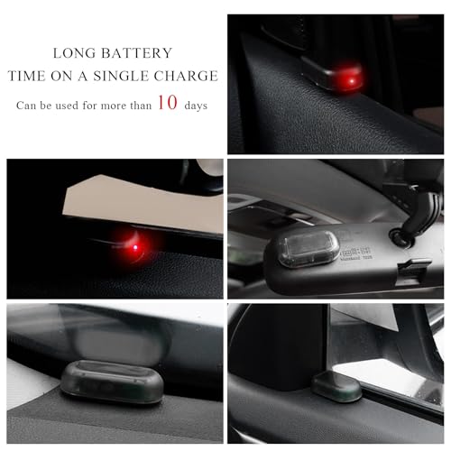 Image of Wevdn Car Solar Power Simulated Dummy Alarm, Anti-Theft Solar LED Warning Light with USB Charger Port, Vehicle Simulated Flashing Security Fake Lamp Alarm Device, Car Accessories (Red)