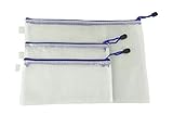 E-lishine Travel Pouch-Organizer Storage Packing Bags，Water Resistant Solid Reinforced PVC Mesh Plastic with Zipper Closure(Set of 3) (White)