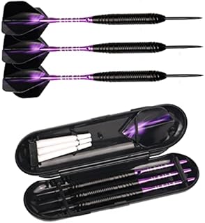3 Pack 22 Grams Steel Tip Darts Set Tungsten With Aluminum Shafts (+3 More Spare Shafts) And 2 Style Flights And 1 Darts Case, Professional Metal Dart Tip Set(22g)
