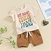 GINEVSAL Infant Baby Boy Girl Clothes Mama's Boy/Girl Short Sleeve T-Shirt Tops Cotton Shorts Set 2Pcs Summer Outfit (Beige-my aunt is definitely cooler than my dad, 6-12 Months)