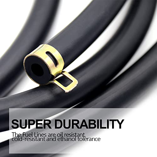 1/4 Inch Id Fuel Line, 10 Feet Gas Fuel Hose And Clamps For Kawasaki Kohler Briggs & Stratton John Deere Craftsman Riding Lawn Mower Tractor Generator Mini Bike Atv Motorcycle Snow Blowers Engines #TOP2