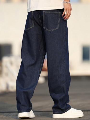 Image of KOTTY Men's Loose Fit Baggy Jeans - Relaxed Wide Leg Denim with Fashionable Urban Streetwear Look