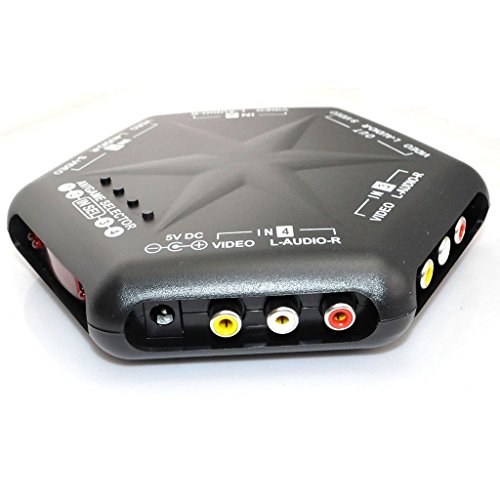 Ikkegol 5 Ways 4 Port In 1 Out Video Audio S-Video Game Av Switch Box Selector With Remote Control Av-666D Black #TOP5
