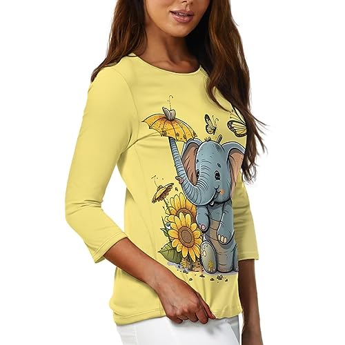 TODIYADDU Womens 3/4 Sleeve Tops with Exquisite Prints Long Sleeve T-Shirts Casual Tunic Tops Trendy Blouse for Girls Clothes4