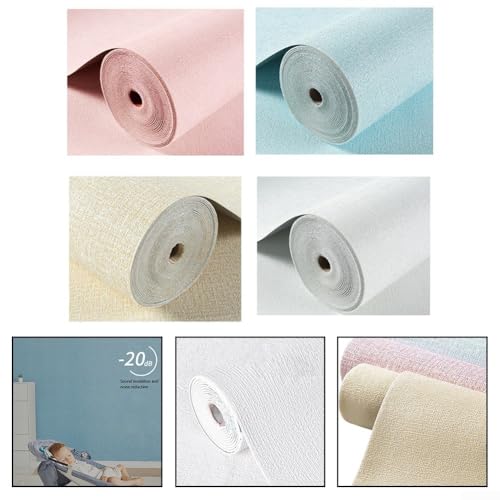Incoauspbar Waterproof Self-Adhesive Wallpaper Roll Soundproof Thermal Insulation Wall Sticker Installation No Fading Moisture-Proof Home Decor 50X300cm White Beige Blue Pink(Beige Yellow) by Incoauspbar - Used condition - Image 4