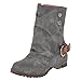 Chaussures d'hiver à fermeture éclair rétro pour femme - Bottes de combat vintage - Bottines de motard rétro à tige courte - ChelseaBoots - Bottes de cowboy, gris, 41 EU