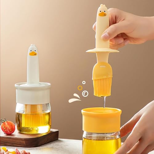 Image of Oil Dispenser Bottle with Silicone Brush Leakproof for Cooking, Baking, BBQ | Versatile Oil Container with Brush