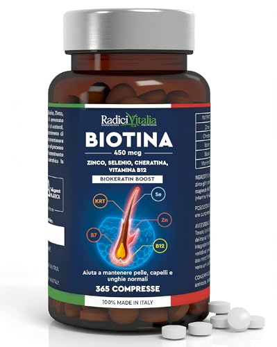 Biotina Zinco e Selenio 450mcg Integratore Vitamina B12 365 Compresse