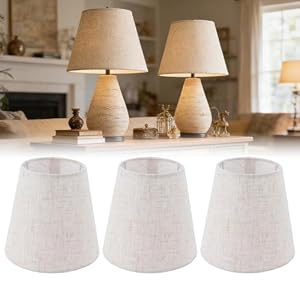 GAESHOW 3 Pcs Linen Lampshade, Small Lampshade for Ceiling Lights, Fabric Lampshade Clip On E14 Bulbs for Beiside Table Wall Lamp Crystal for Table Lamp, and Floor Light, Ceiling Lights