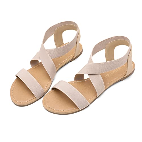image for DREAM PAIRS Women's Elastic Ankle Strap Flat Sandals Summer Dressy Sho