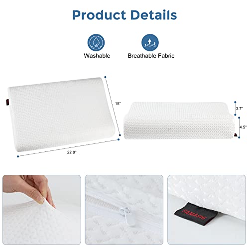 Famashi 100% Natural Latex Pillow(White，Standard Size),Medium Firmness Latex Pillow For Sleeping, Bed Pillow For Back,Side And Stomach Sleeper Medium Plush Feel-Removable Cover Pillow #TOP6