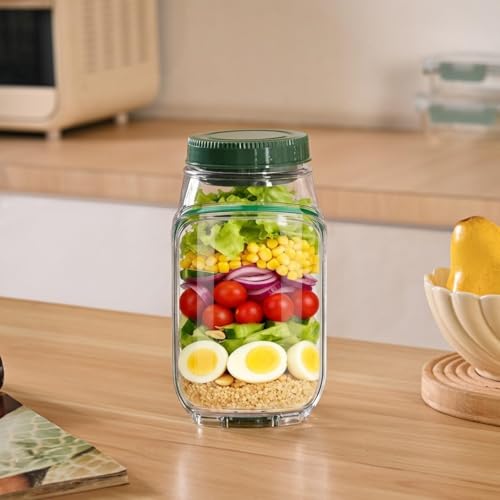 Image of PRAMUKH FASHION Square Shape Glass Jar for Kitchen Masala Storage Ml Set with Airtight Lid Containers Spices Dry Fruits and Pickle Container Pack of (1, Green(1200ml))