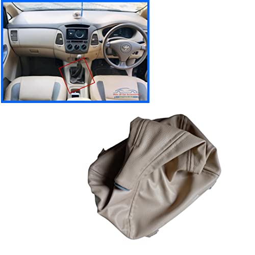 New JD Car Accessories, for [Innova 1st Gen] Automotive Parts, PU Leather Gear Shift Lever Cover Boot (12822) (Beige Colour)