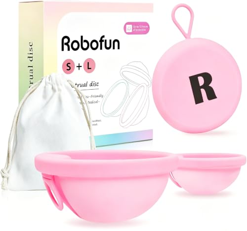 Disco Menstrual, 2 Piezas (S+L) – Copa Menstrual Reutilizable de Silicona Médica 100% para Todas los Períodos Menstruales, Sin Peligro para el Deporte y la Natación   Rosa