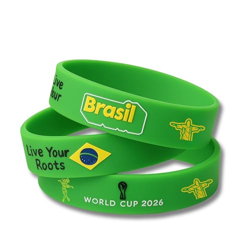 Pulsera Bandera Brasil – Set de 3 | Verde/Amarelo | Brasil, Bandera y Cristo...