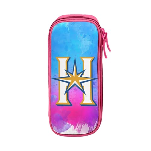 For 北海道日本ハムファイターズ ペンケース 筆箱 2層 文具ポーチ 大容量 おしゃれ 学生用 大人 通学 通勤 多機能 誕生日 Pink