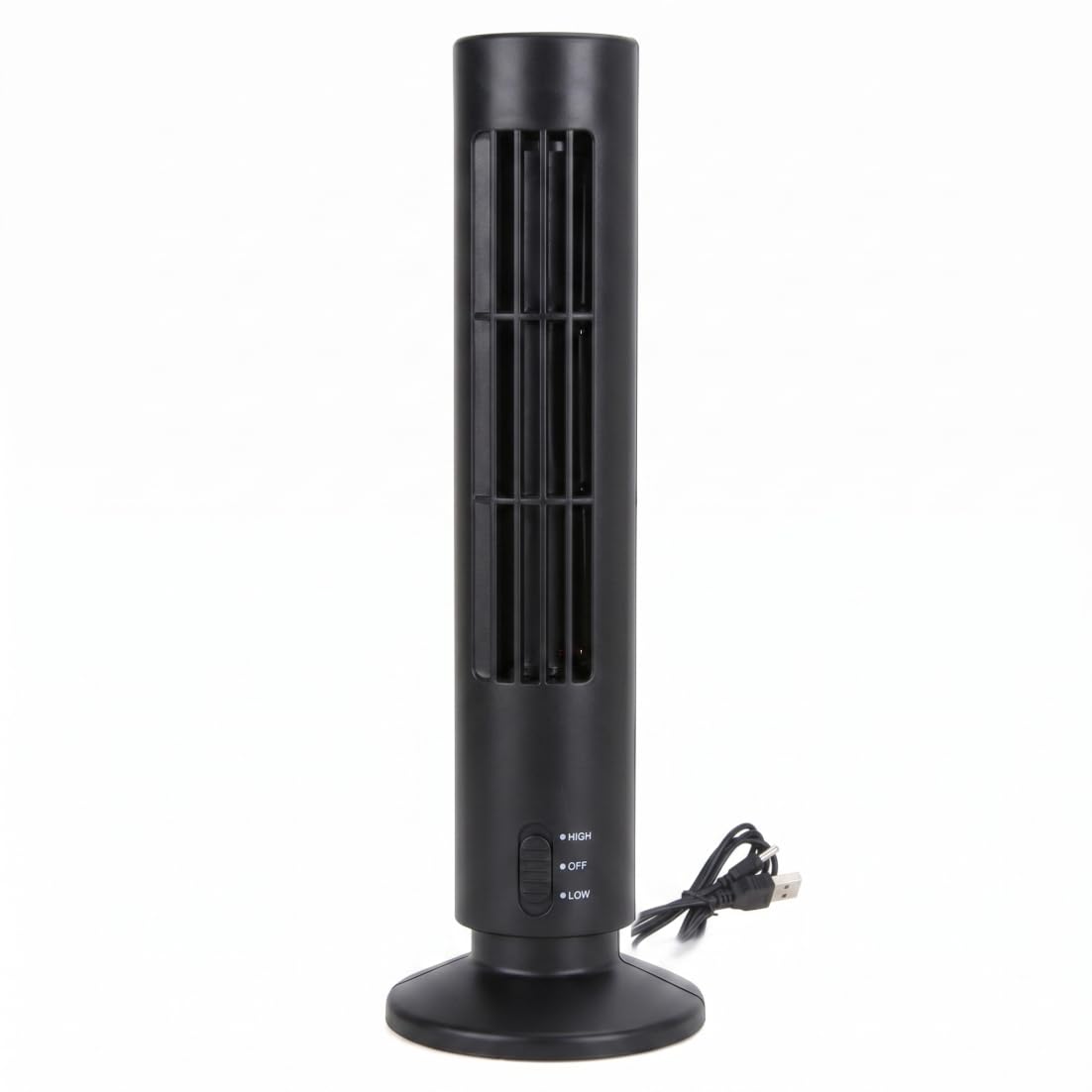 Ngbbby Black Small Tower Fan, Bladeless Mini Tower Fan With 2-Speed Settings Usb Fans Quiet Energy Efficient 10.5X33cm