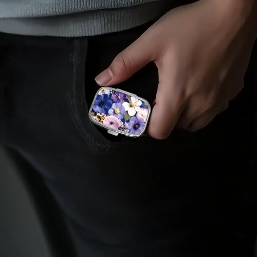 Image of Pill Box-2 Compartment Small Pill Case Portable for Pocket & Purse Single Pill Carrier Pill Container to Hold Vitamins Medication Fish Oil and Supplements BPA-Free