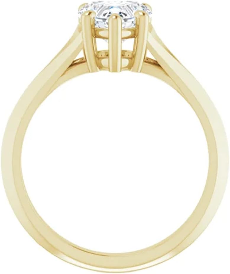 10K Solid Yellow Gold Handmade Engagement Ring, 1 CT Heart Cut Moissanite Diamond Solitaire, Wedding/Bridal Ring Set for Women/Her, Size 3-12