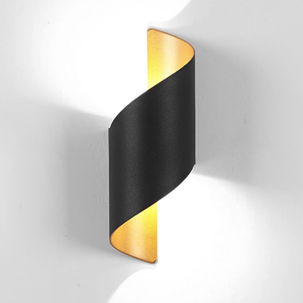 Mjsdjof Metal Spiral Wall Light, Up and Down Lighting Wall Lamp, 10W LED Wall Sconces, Black Bedside Wall Lights, Modern Minimalist Wall Light Fixtures for Bedside, Hallway, Living Room