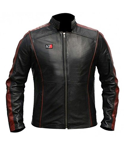JNJ N7 Mass Effect 3 - Chaqueta de piel sintética, color negro Negro Negro ( Medium