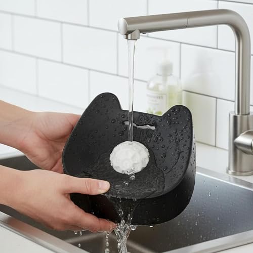 Gamelle à lécher pour chien noire interactive en silicone stable - 6