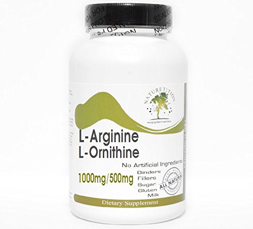L-Arginine 1000mg and L-Ornithine 500mg ~ 200 Capsules - No Additives ~ Naturetition Supplements