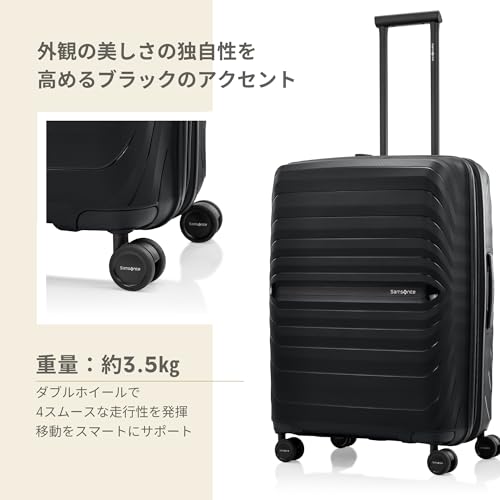 Image of Samsonite Octolite Neo Expandable 68 Cms Medium Polycarbonate Hard Sided 8 Wheel Spinner Pack More Luggage /Suitcase /Trolley Bag (Black) (Double Wheel)