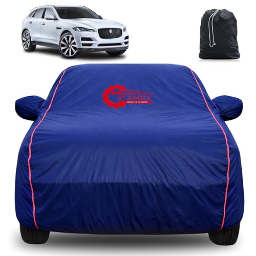 Image of 100% Waterproof Car Cover for Jaguar F-Pace | All-Weather, Dustproof & UV Protection | Heavy-Duty 3-Layer Fabric | Custom Fit with Mirror & Antenna Pocket | Navy Blue