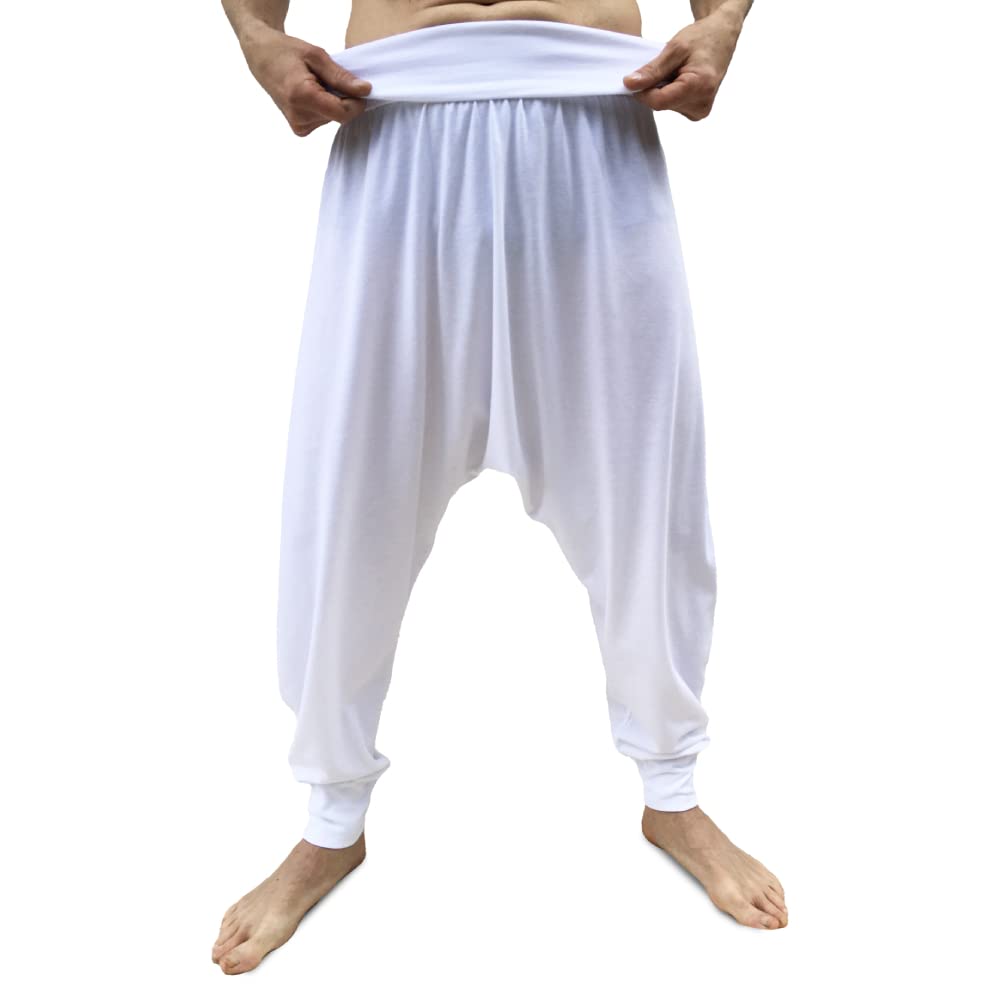 SAVARI | Pantalones Harem | Modelo Relax | Primavera y Otoño | con Bolsillos | Tiro Bajo | Cintura y Piernas Anchas | Pantalón para Casa y Yoga | Mujer y Hombre | Negro, Blanco, Gris y Vino | S-3XL