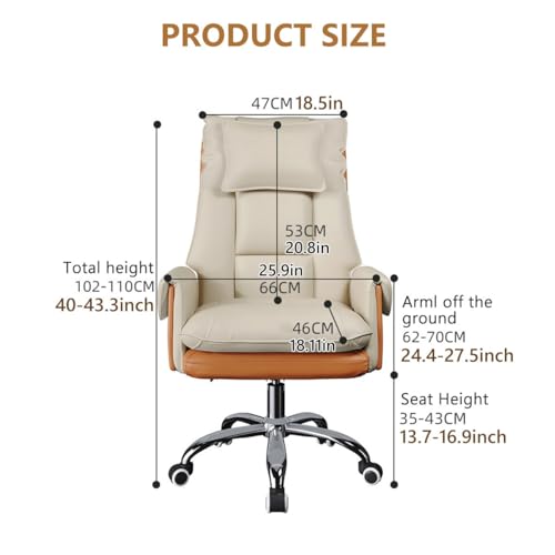 Chaise de travail hauteur réglable pivotante cuir blanc Boss