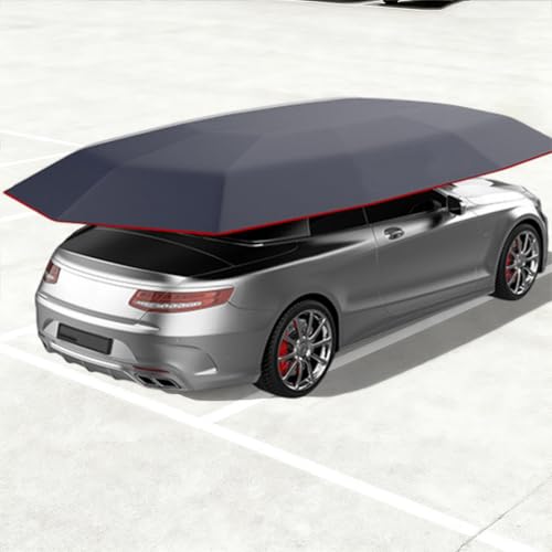Carpa semiautomática para Coche, toldo Paraguas Impermeable, Funda Protectora Plegable para Coche, cobertizo/Garaje portátil para protección Exterior del vehículo.(C,Large)