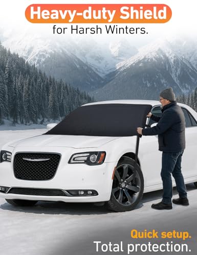Image of EcoNour Car Snow Cover Compatible for Chrysler 300 | Windshield Cover for Ice and Snow with S-Hook Straps | Heavy-Duty 600D Oxford Winter Car Cover, Waterproof & Anti-Slip
