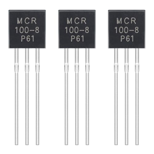 MCR100-8 Unidirectional Thyristor 1A 600V Single Direction Silicon Controlled Rectifier 100-8 1 Amp 600 Volt Direct Plug Transistor TO-92 (Pack of 50pcs)