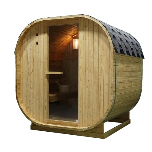 CANADIAN SPA CO. Luxus-Fasssauna, hybride Sauna mit Infrarotkabine und elektrischem Saunaofen, 1842 x 1200 x 1945 mm, Dampfsauna für zuhause aus erstklassigem Fichtenholz