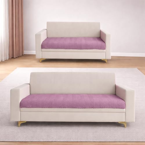 Image of Homerz Premium Velvet Sofa Cover Panel | Soft & Velvety Fabric | Rich Vibrant Colours | Sofa Protector for Living Room (Onion, 5 (3+2) Seater, Only Seat Cover)