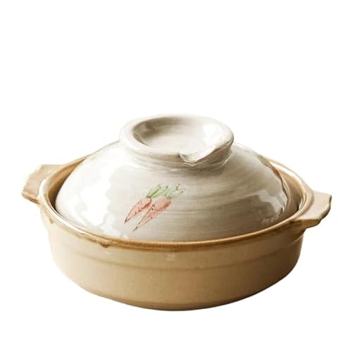 Tegame Terracotta Pentola for zuppa Pentola di coccio Casseruola Pentola in ceramica Pentola for zuppa Casseruola resistente alle alte temperature Pentola In Ghisa Con Coperchio(B-Random color)