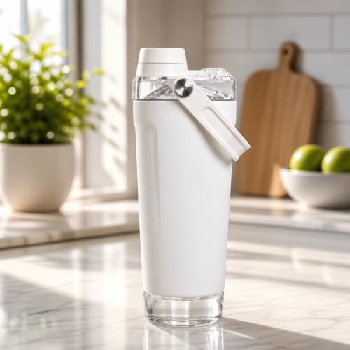 Image of Stainless Steel Leakproof Protein Shaker & Sports Bottle | White | 600ml